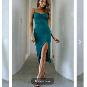 Selfie Leslie Cowl Neck Front Split Midi Dress